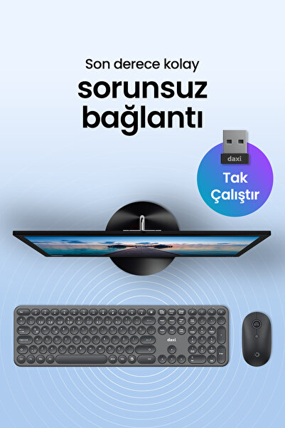Daxi Klavye Mouse Set Elegance Combo Sessiz 2.4GHz Kablosuz Türkçe Q Mod
