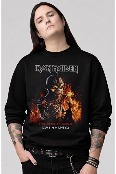 Fuddy Moda Unisex Oversized Iron Maiden Live Chapter Printed Crew Neck Hoodle...