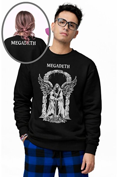 Fuddy Moda سويت شيرت بدون قلنسوة للجنسين مقاس كبير من Angel Megadeth Ense مطب...