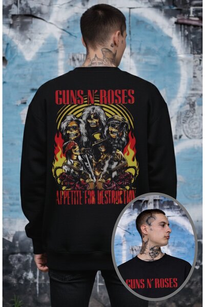 Fuddy Moda Hanorac unisex supradimensionat Guns N Roses Appetite For Destruct...
