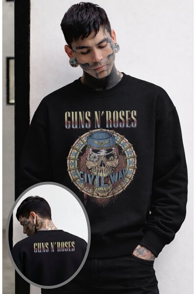 Fuddy Moda Unisex oversized Guns N Roses Civil War Ense με τύπωμα Φούτερ χωρί...