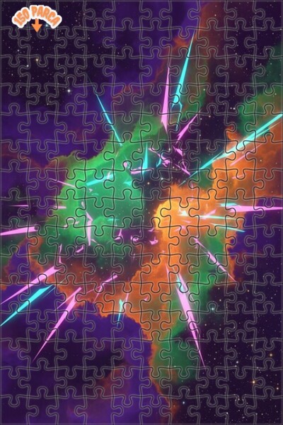 Esranın Dünyası لغز خشبي بتصميم الانفجار الكوني فن رقمي مزدوج الطبقات إطارًا ...