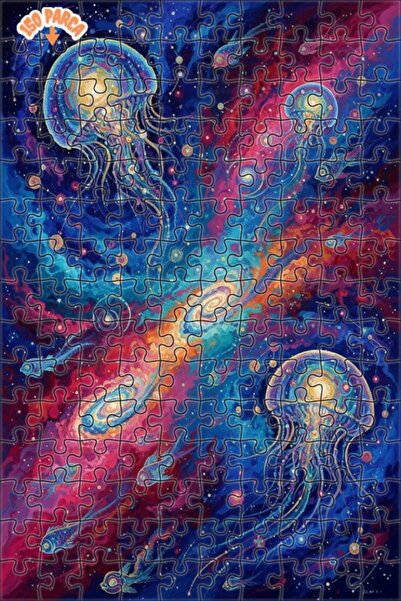 Esranın Dünyası لوحة زيتية لسفر المجرة مع قنديل البحر الكوني، 150 قطعة، مقاس ...