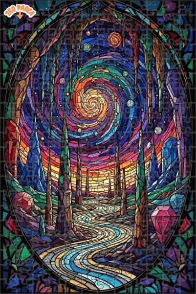 Esranın Dünyası لغز خشبي ذو مزدوج الطبقات إطارًا بمظهر فسيفساء زجاجية من سلسل...