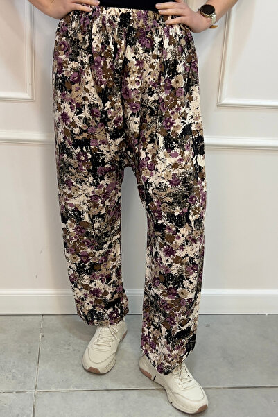 EtkiModa Women's Multicolored Printed Shalwar Trousers