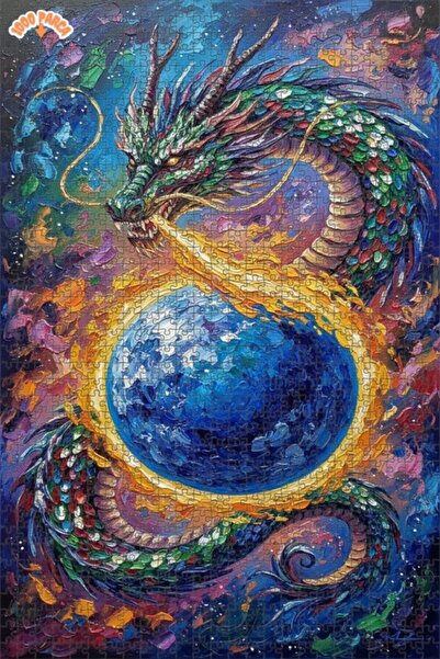 Esranın Dünyası Dragon Fire World Art Double-Layer Framed Wooden Puzzle 1000 ...