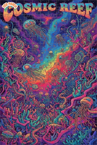 Esranın Dünyası لغز خشبي بتصميم المرجان الكوني بمظهر الألوان المائية، مزدوج ا...