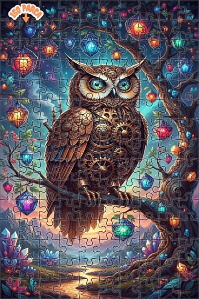 Esranın Dünyası Mechanical Owl Crystal Forest Double-Layer Framed Wooden Puzz...