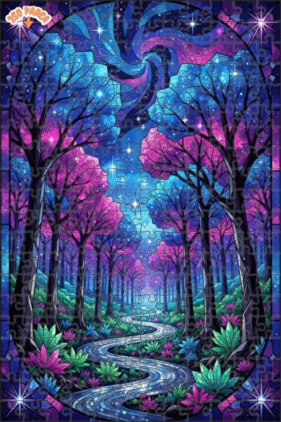 Esranın Dünyası لغز الغابة الكونية، لغز خشبي مكون من مزدوج الطبقات إطارًا بمظ...