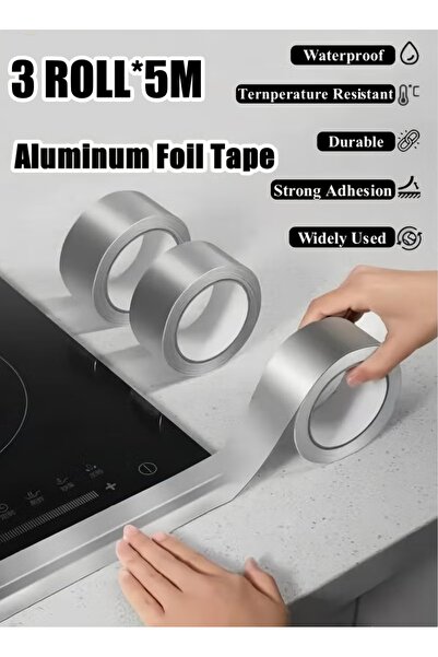 Generic 3 Roll Aluminum Foil Tape 5M Kitchen Sealing Tape Waterproof And Heat...