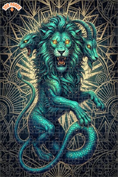 Esranın Dünyası Dragon Lion Head Horned Double-Layer Framed Wooden Puzzle 250...