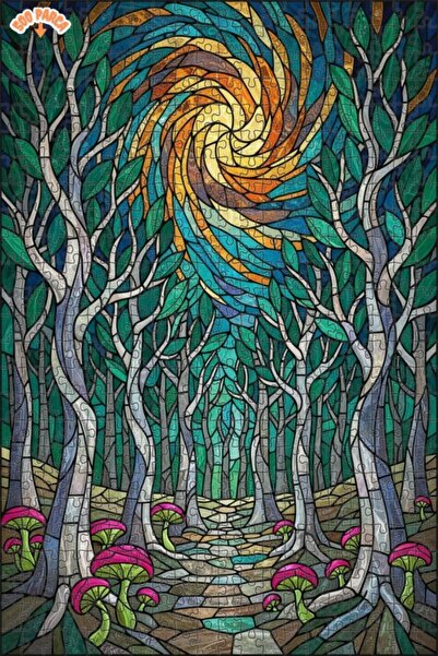 Esranın Dünyası لغز الغابة الغامضة ذو المظهر الزجاجي الملون مزدوج الطبقات إطا...