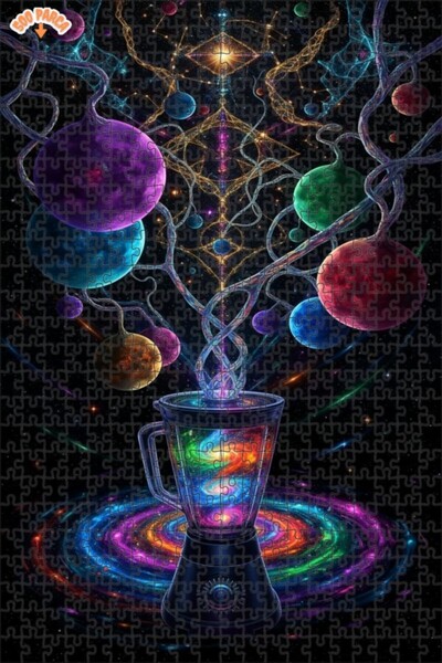 Esranın Dünyası لغز خشبي من مزدوج الطبقات إطارًا بتصميم فني لخلاط كوزميك، 500...