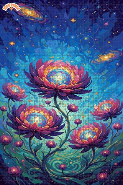 Esranın Dünyası لغز خشبي بإطار مزدوج الطبقات بمظهر لوحة زيتية لحقل الزهور الف...