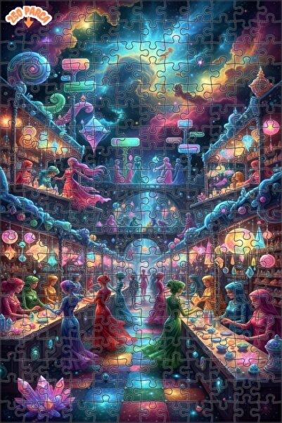 Esranın Dünyası Fantastic Galaxy Market Oil Painting Look Wooden Puzzle 250 P...