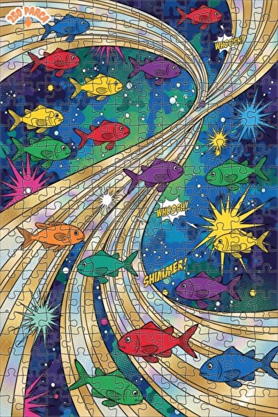 Esranın Dünyası لغز خشبي على شكل مجموعة أسماك ملونة على طراز القصص المصورة، م...