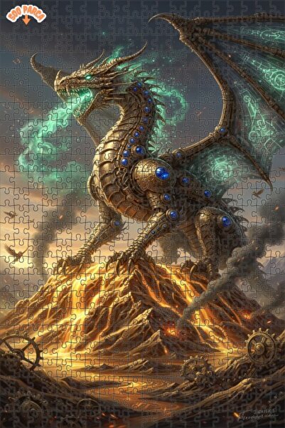 Esranın Dünyası Steam Dragon Mechanical Art Double Layer Framed Wooden Puzzle...