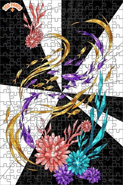 Esranın Dünyası لغز خشبي على شكل حوض أسماك سحري مزدوج الطبقات إطار 250 قطعة 3...