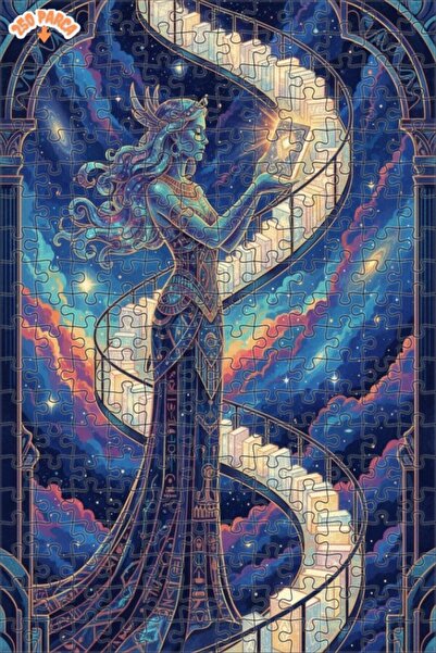 Esranın Dünyası Cosmic Wisdom Goddess Oil Painting Lookalike Double-Layer Fra...