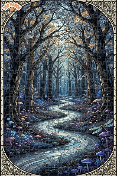 Esranın Dünyası لغز خشبي بمظهر فسيفساء زجاجي من الغابة السحرية 250 قطعة 30x30