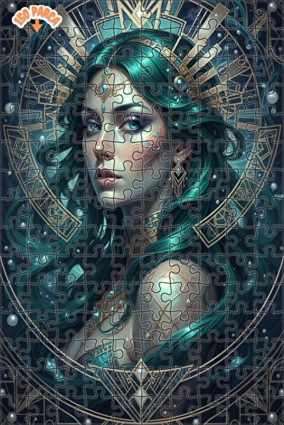 Esranın Dünyası Art Deco Icon Women's Portrait Double-Layer Framed Wooden Puz...