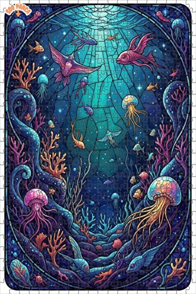 Esranın Dünyası لغز خشبي بتصميم فني موزايكي سحري تحت الماء 500 قطعة 50x30