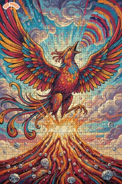 Esranın Dünyası لغز خشبي رائع بإطار مزدوج الطبقات بمظهر لوحة زيتية لطائر الفي...