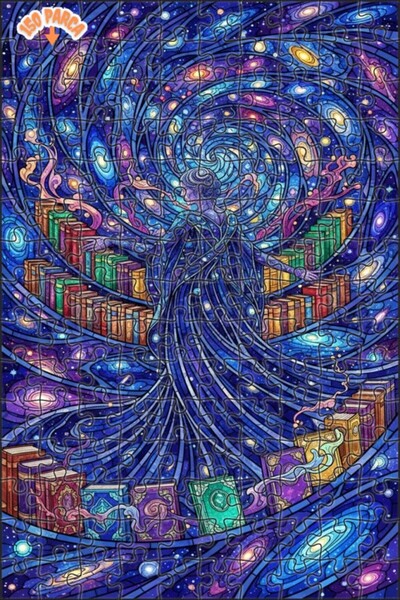 Esranın Dünyası Evrenin Kütüphanesi Cam Mozaik Görünümlü Ahşap Puzzle 150 PAR...