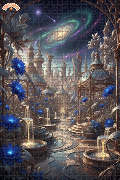 Esranın Dünyası Magical Galaxy Garden Oil Painting Look Art Double-Layer Fram...