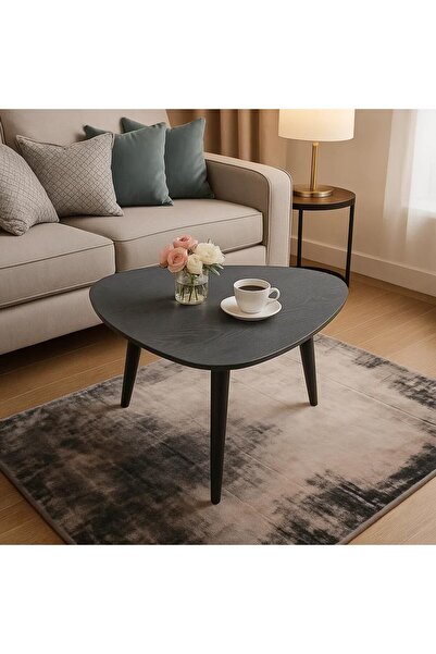 SAHABA طاولة قهوة وطعام بيضاوية عصرية - سطح بتأثير الرخام مع أرجل سوداء متينة...