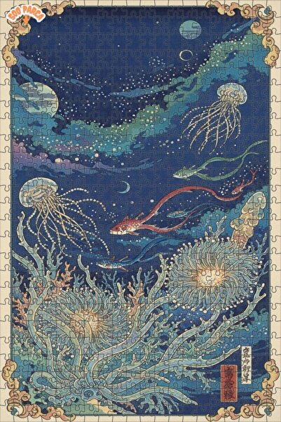 Esranın Dünyası لغز خشبي بتصميم لوحة زيتية لحلم تحت البحر 500 قطعة 50x30