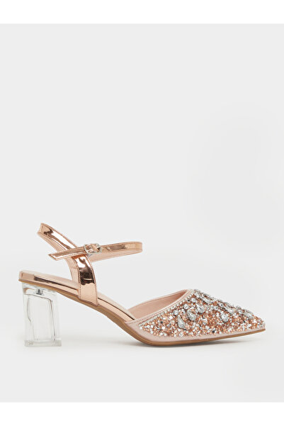 Take Two By Styli Copper Embellished Transparent Heel Mules