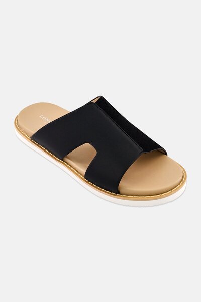 London Fog Men Slip On Micro Suede Arabic Sandals, Black