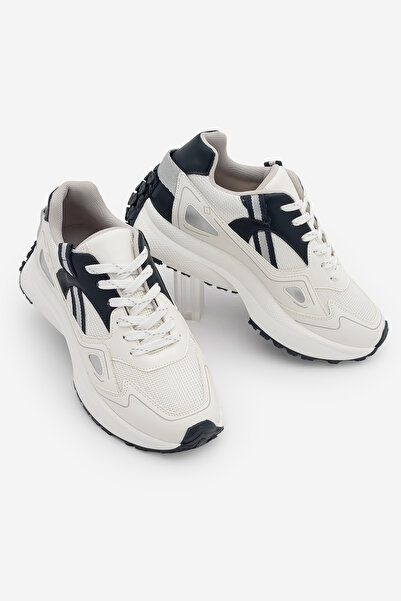 Marjin Pantofi sport pentru femei sneakerși cu talpă groasă și șireturi sneak...