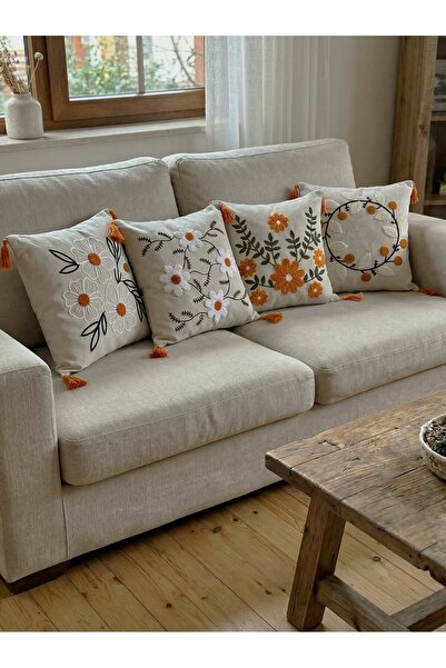 ESSENSE HOME & LİVİNG 4-Piece Punch Embroidered Living Room Balcony Bohemian ...