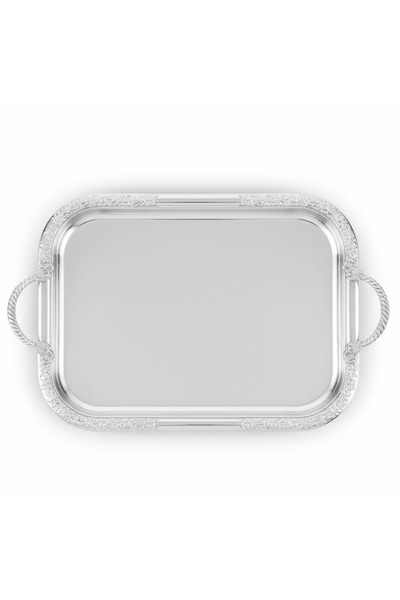 AKDC Premium Rectangular Stainless Steel Serving Tray with Strong Side Handle...