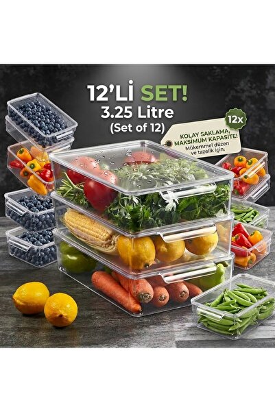 Eviniz güzel 24 Parça Buzdolabı Düzenleyici Saklama Kutusu Seti Şeffaf Sebze ...