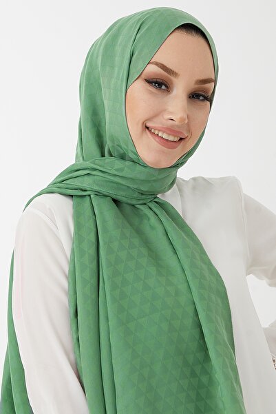 InStyle Бавовняно-жакардова хустка Kiya з візерунком "Призма" - М'ятний колір