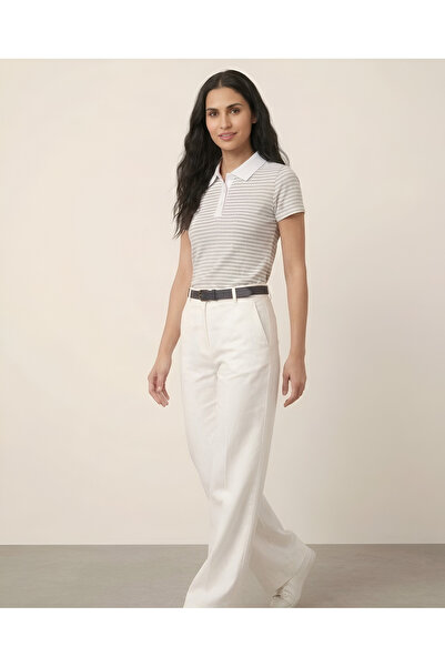 BLOUSE Natuca Stil Çizgili Polo Yaka Üst