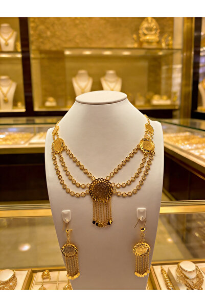 ALZAHR Luxury Multi-Layer Tassel Women's Set: Sunflower Disc Necklace = Earrings