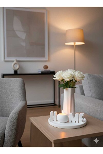 M&C Concept El Yapımı Taş Tozu HOME Yazılı 3’lü Dekoratif Tepsi Seti – Modern...