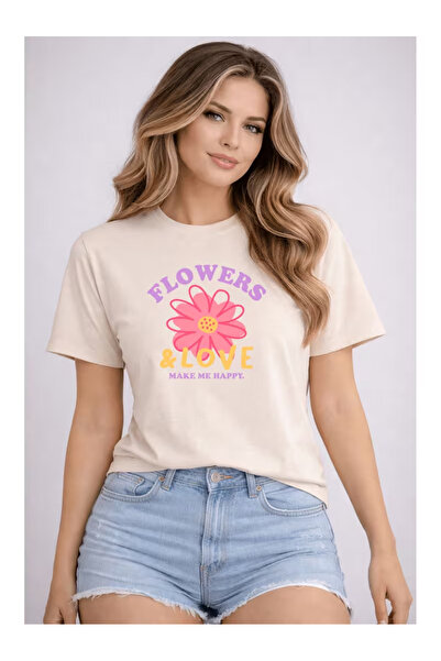 ZEMLİYA Unisex  "Flowers Love " cu imprimeu tricou - Stil Modern