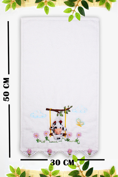 enex life K Velvet Kitchen Towel with Cow Figure and Mascot 30X50 cm