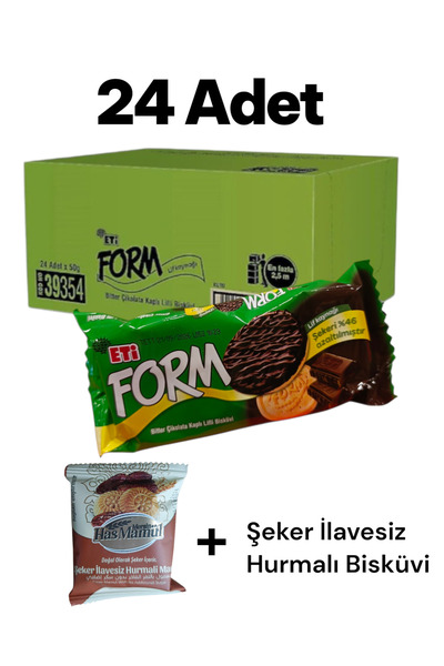 KMS HOME Eti Form 1 Koli Şekeri %46 Azaltılmış Bitter Çikolata Kaplı Lifli Bi...