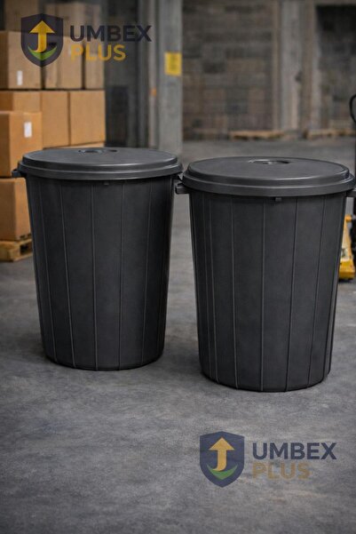 UMBEX PLUS -50 lt Çöp Kovası Kapaklı(Koyu grı)