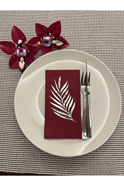 kidspartim مناديل فضية مذهبة بلون الكرز مطبوع مناديل قابلة للطي 16 قطعة