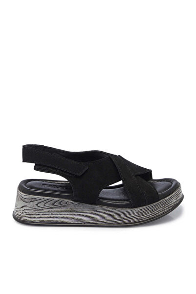 Tergan Siyah Hakiki Deri Kadın Sandalet - K25Y1SN67927-A01