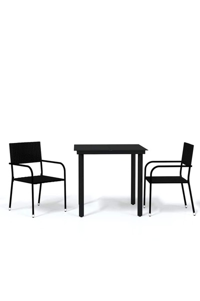 vidaxl Set de mobilier pentru grădină, 3 piese, negru