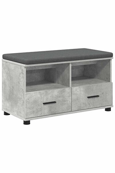 vidaxl Bancă pentru hol cu pernă cu sertar Gri Beton 80 x 38 x 46 cm