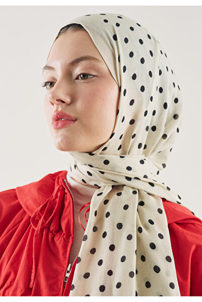 Freshscarfs Μικρό σχέδιο με πουά ραμινέ σάλι μπεζ